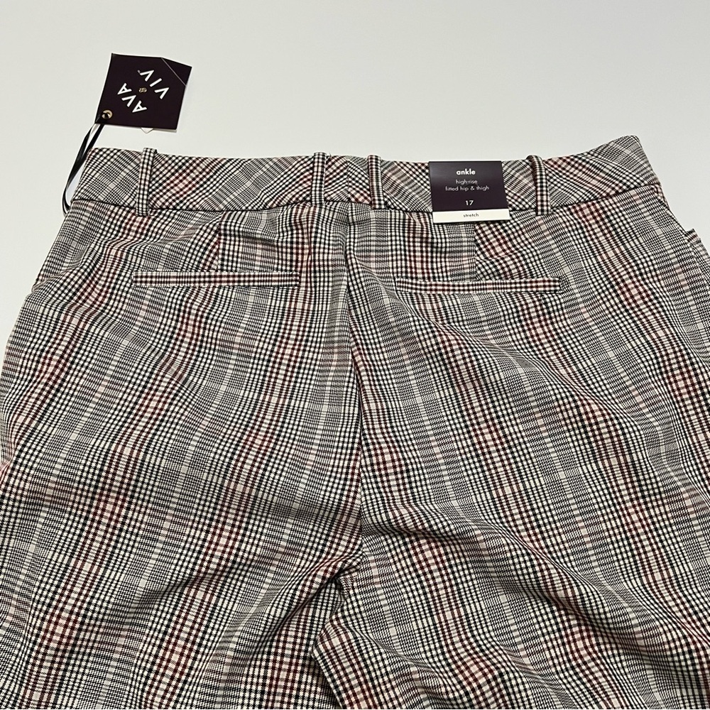 NWT Ava & Viv Women's High Rise Wide-Leg Pants- Gray Plaid Size 17 - Picture 11 of 12
